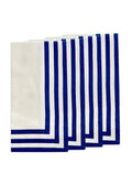 Triple Stripe Blue Dinner Napkins - Set of 4
