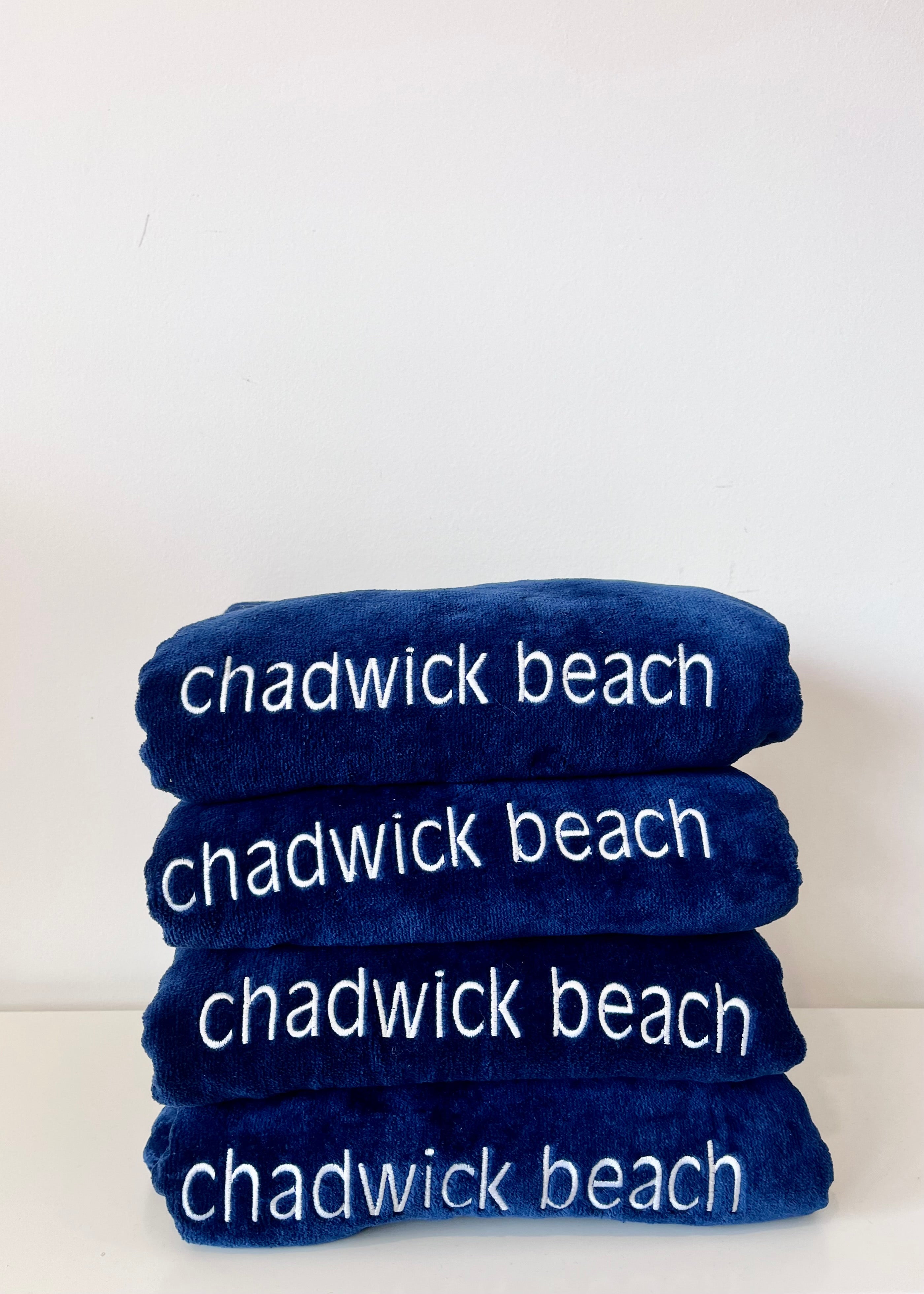 Embroidered Navy Beach Towels