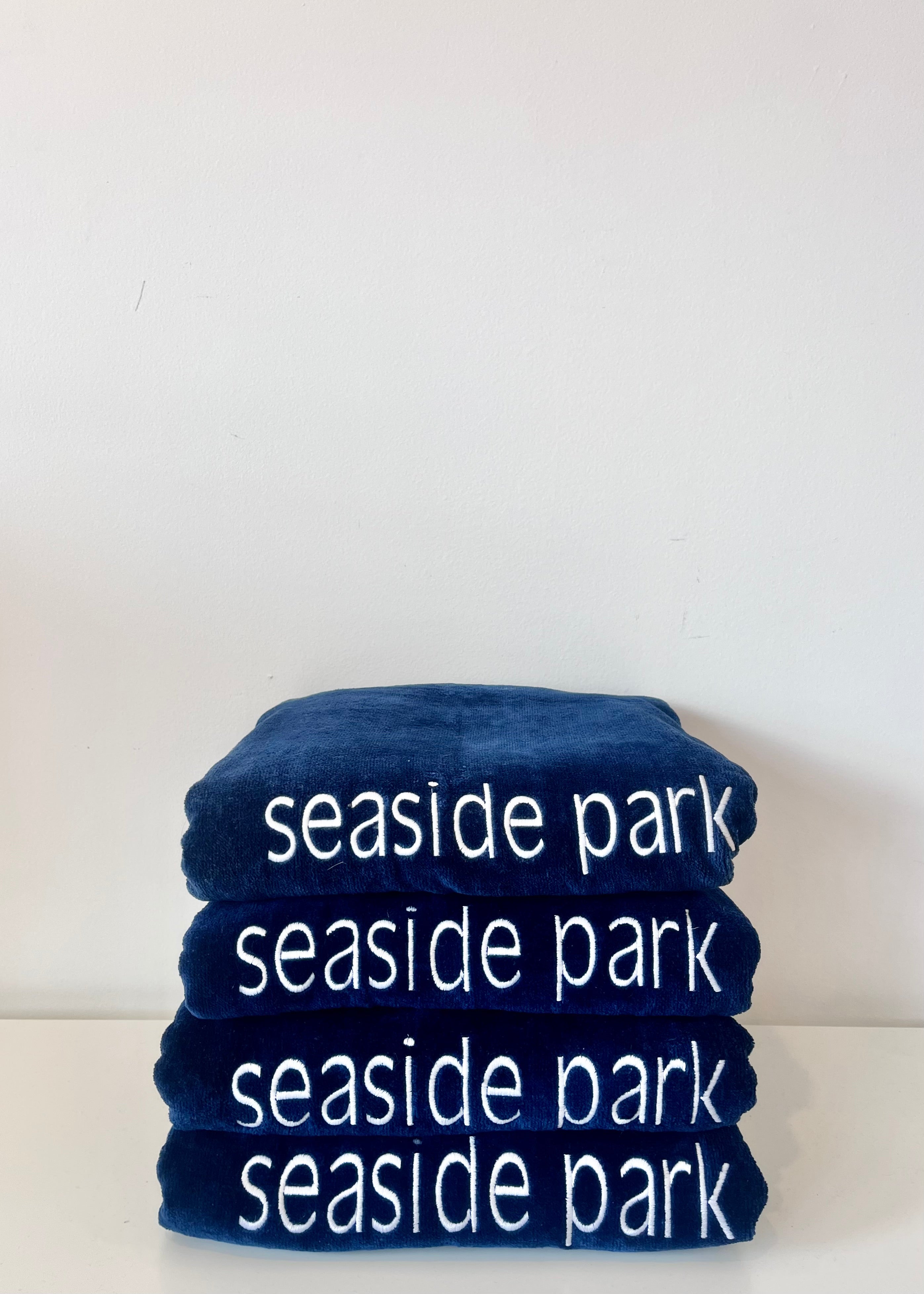 Embroidered Navy Beach Towels