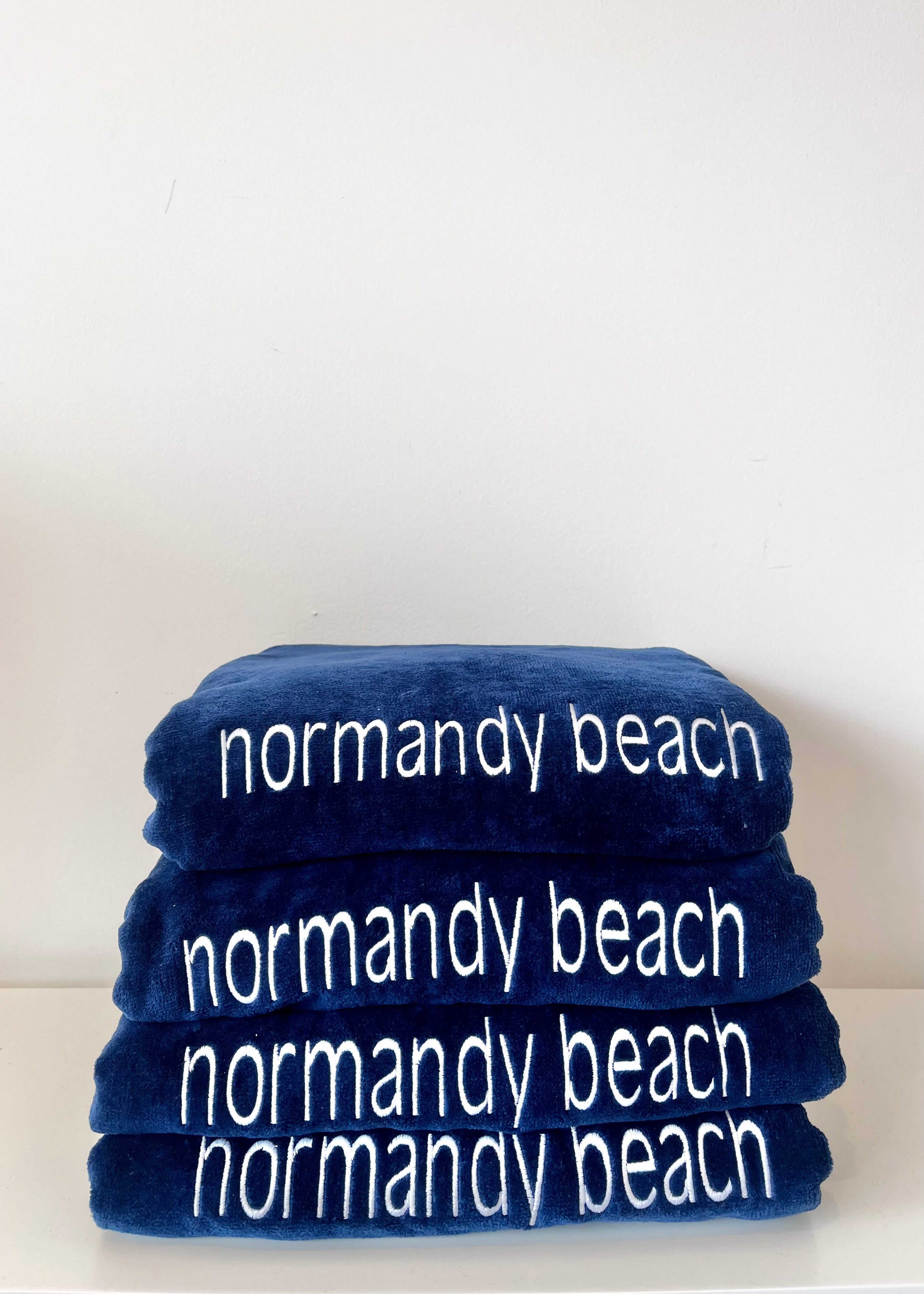 Embroidered Navy Beach Towels