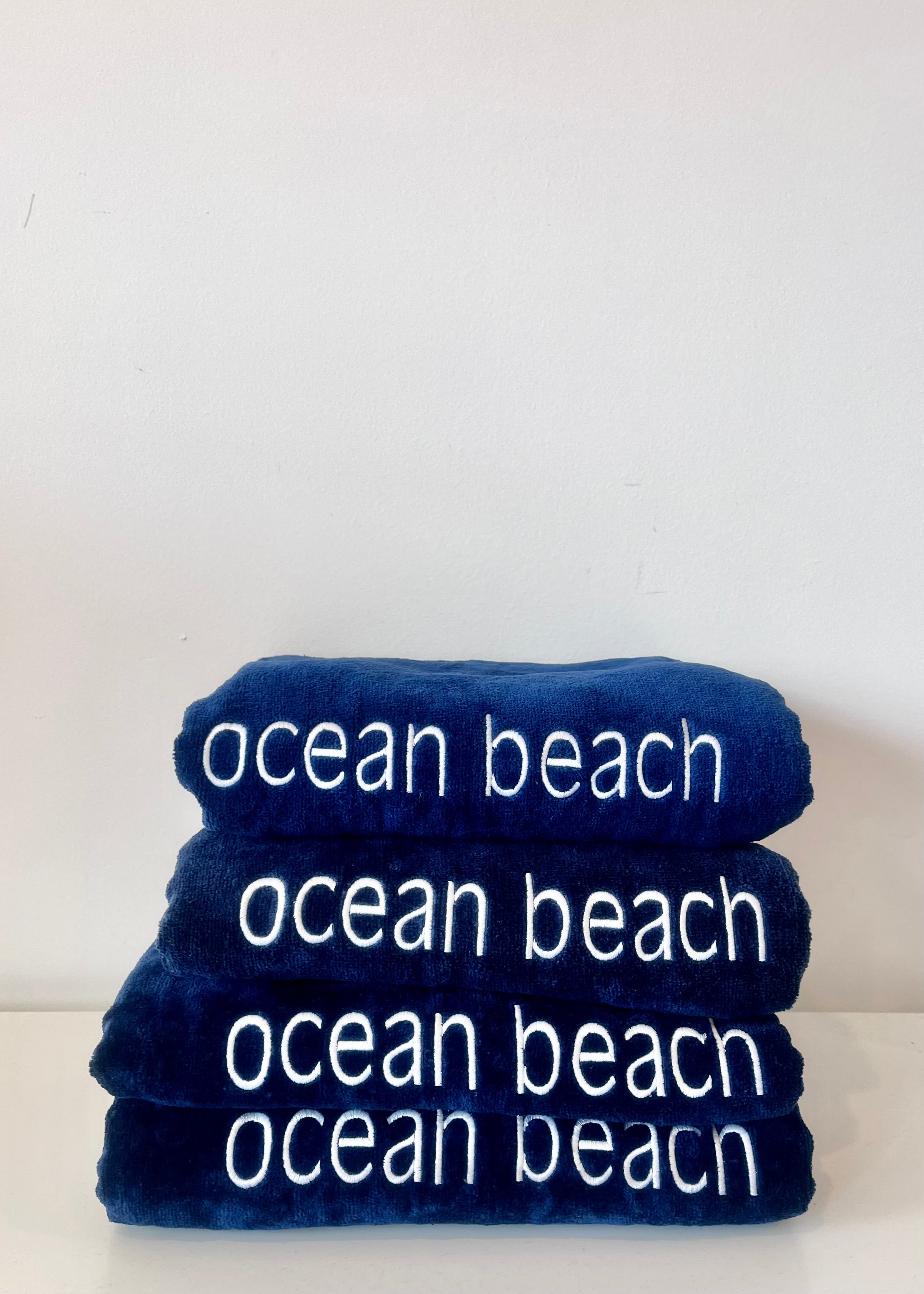 Embroidered Navy Beach Towels