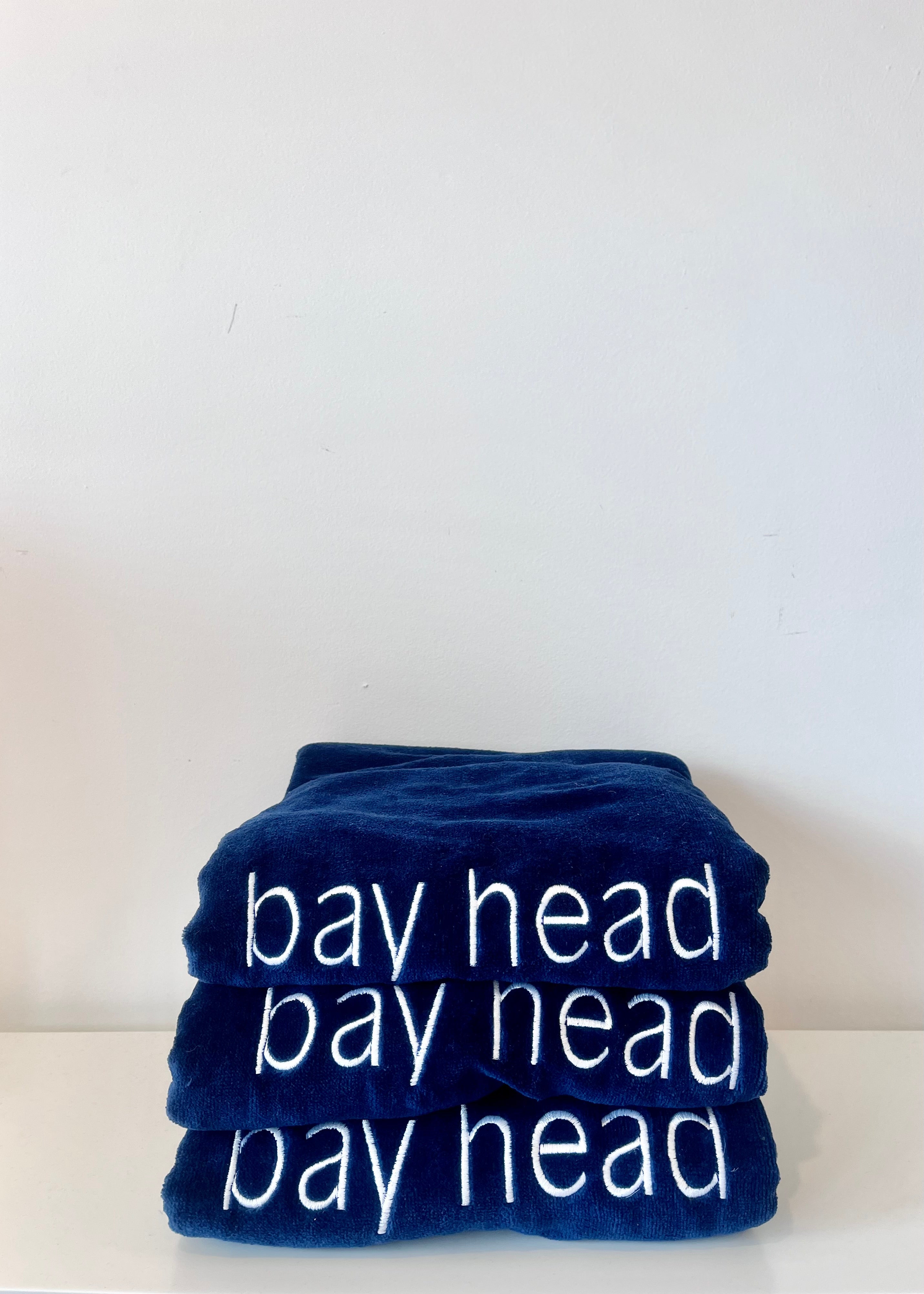 Embroidered Navy Beach Towels