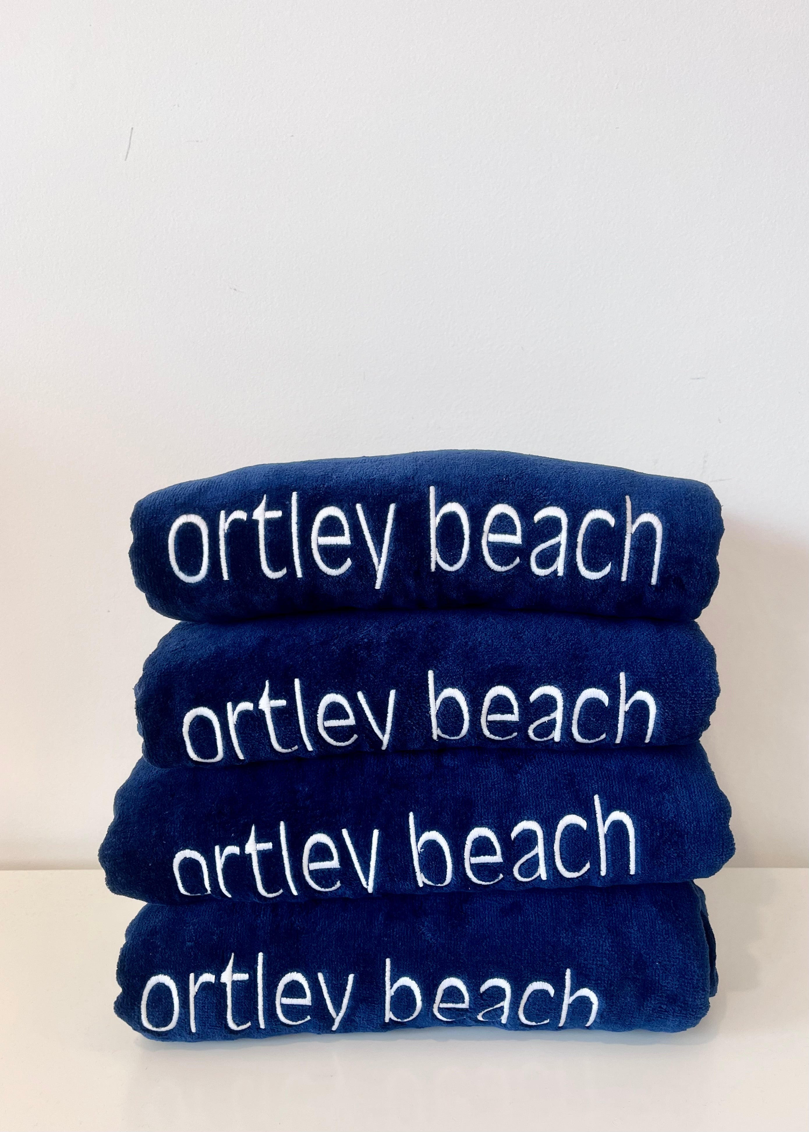 Embroidered Navy Beach Towels