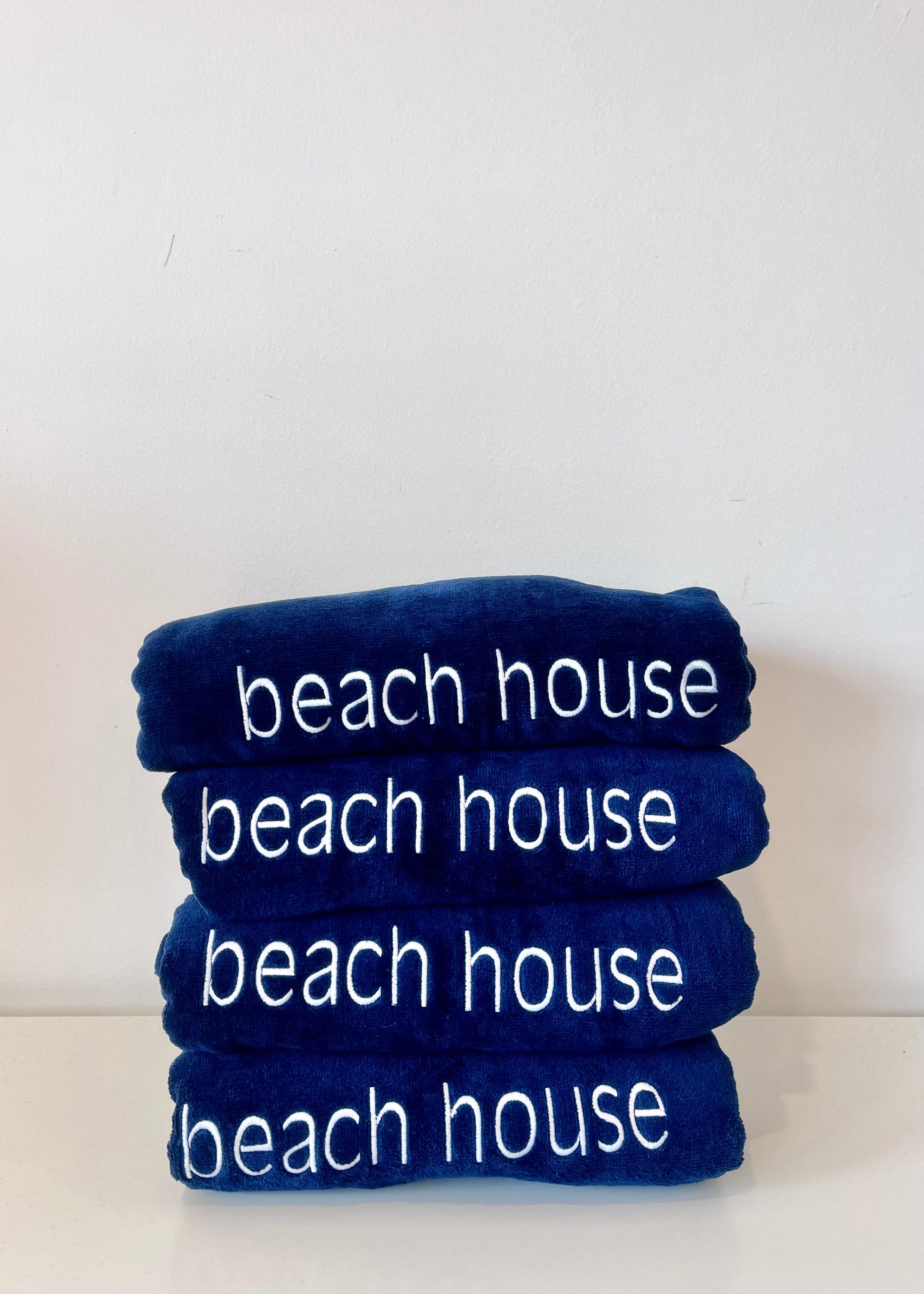 Embroidered Navy Beach Towels