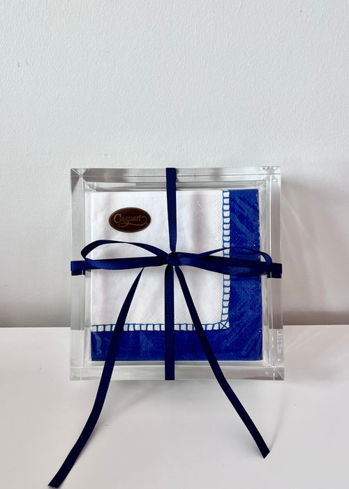 Cocktail Napkins in Acrylic Holder - Navy