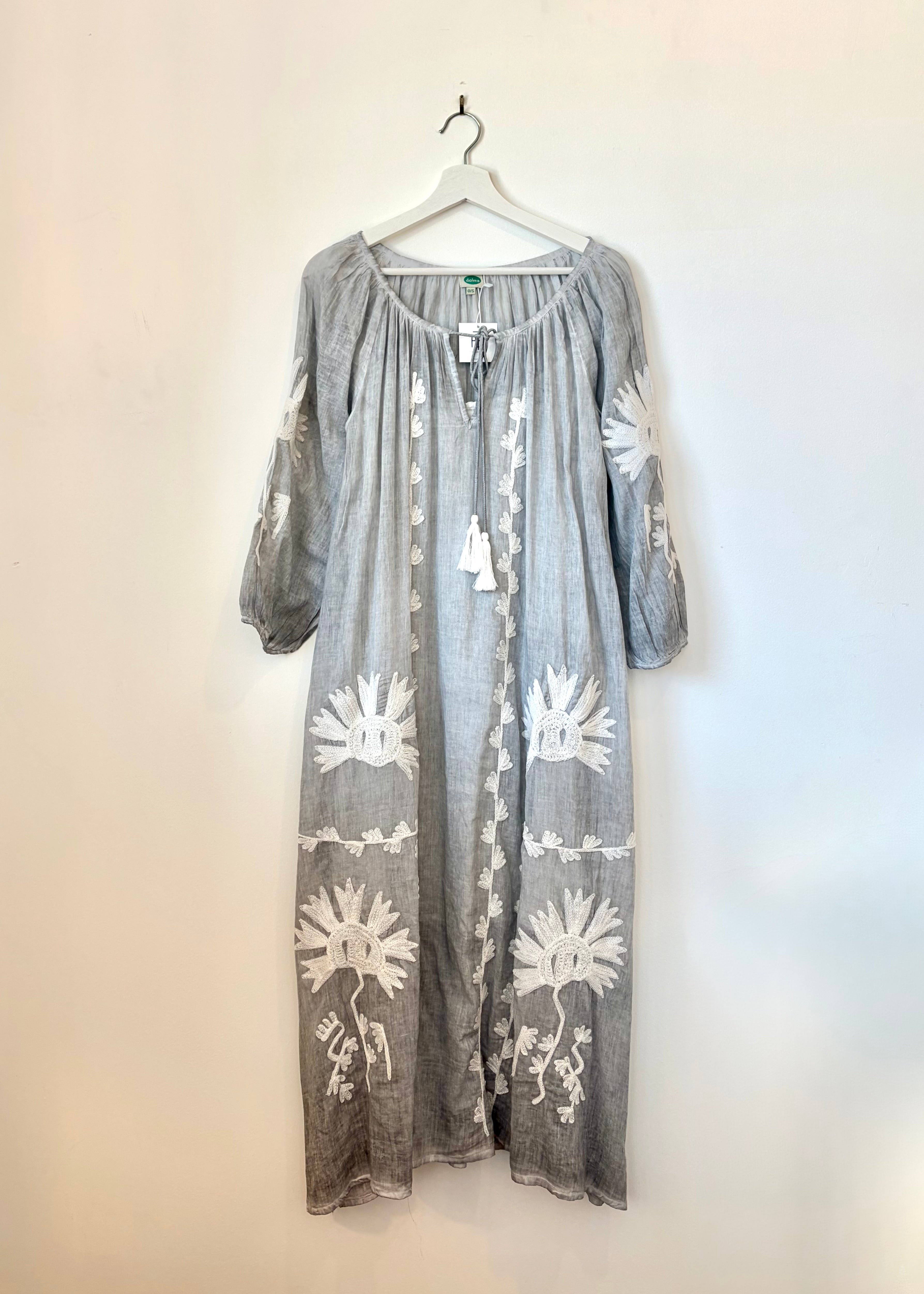 Silver & White Embroidered Dress