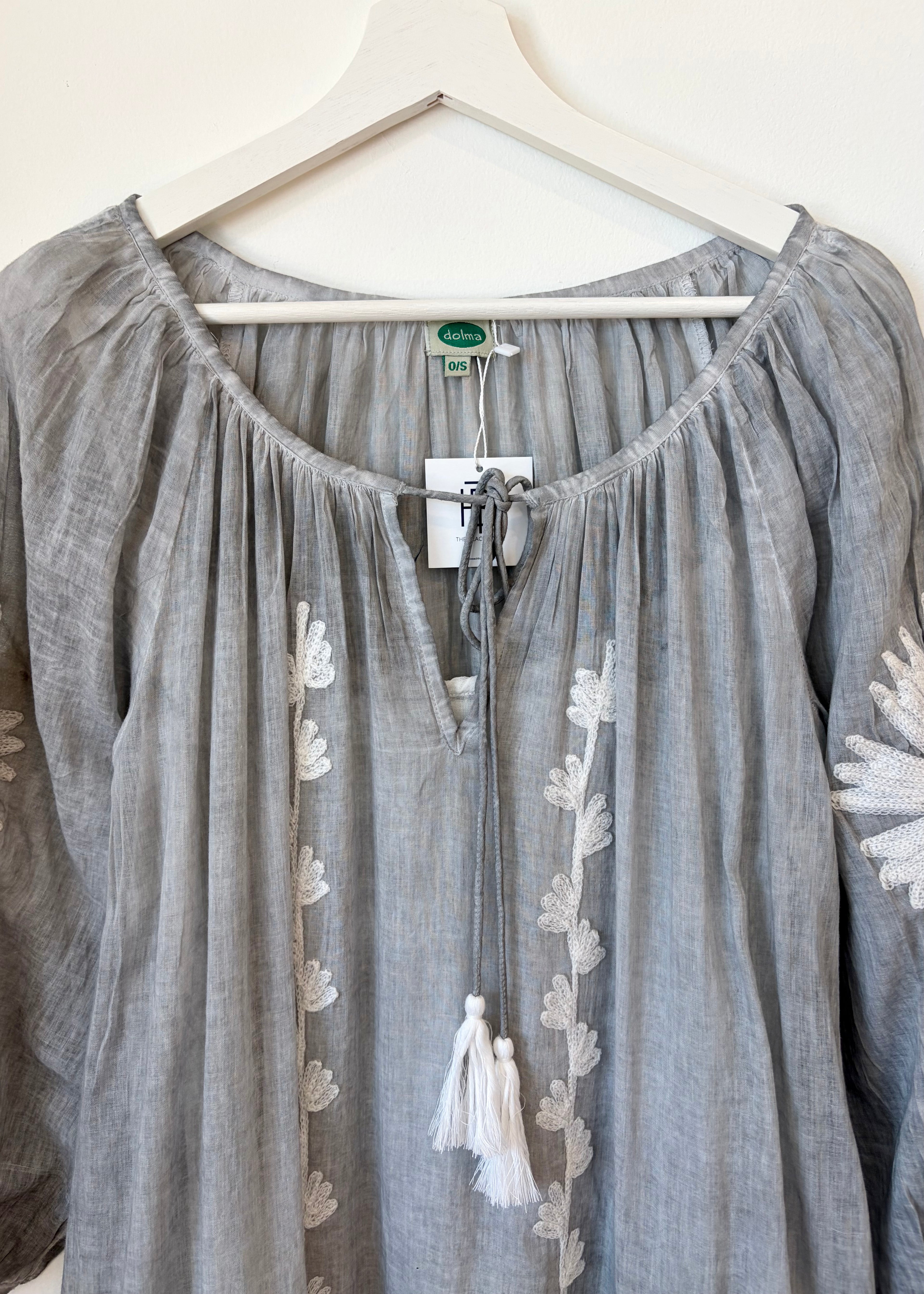 Silver & White Embroidered Dress