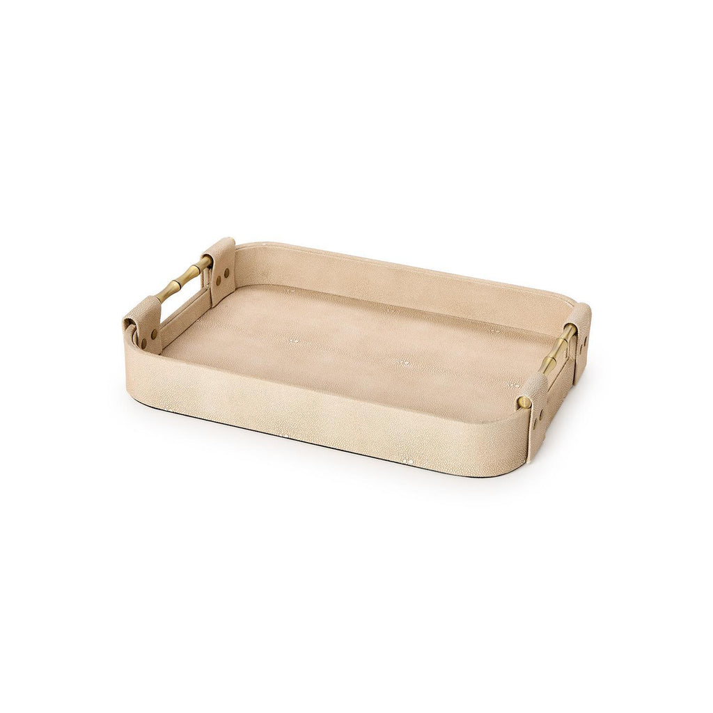 Cream Leather Rectangular Tray
