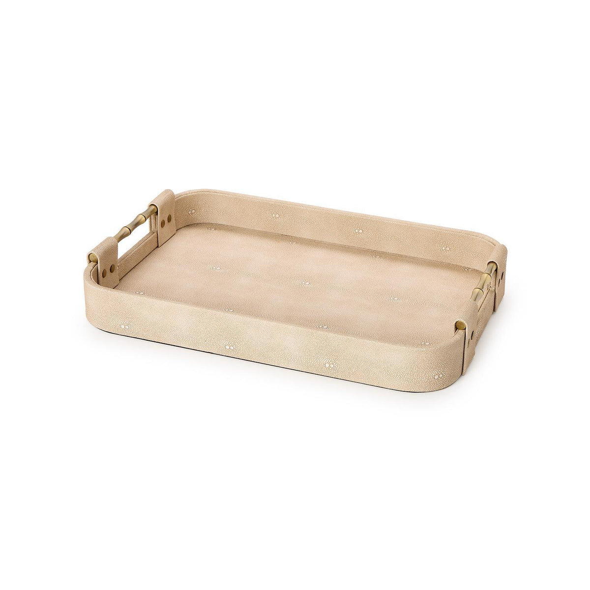 Cream Leather Rectangular Tray