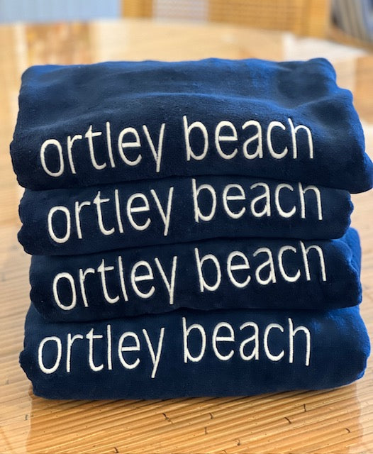 Navy Beach Towel: Ortley Beach
