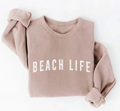 Beach Life Graphic Sweatshirt-Tan