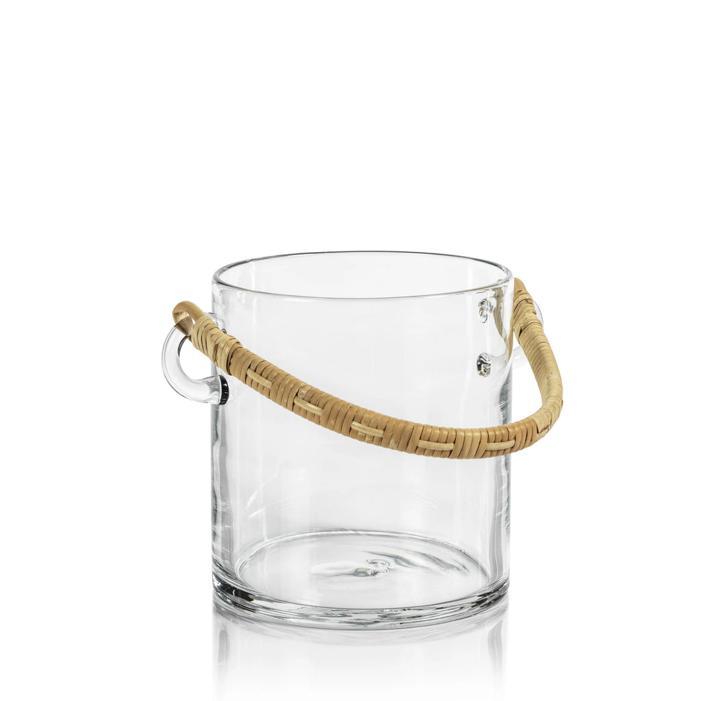 Glass Cooler with Rattan Handle