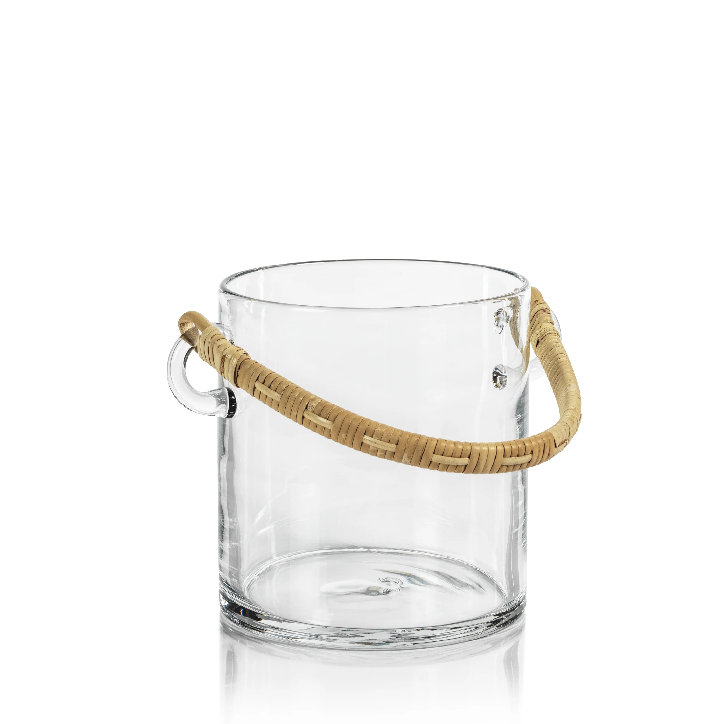 Glass Cooler with Rattan Handle