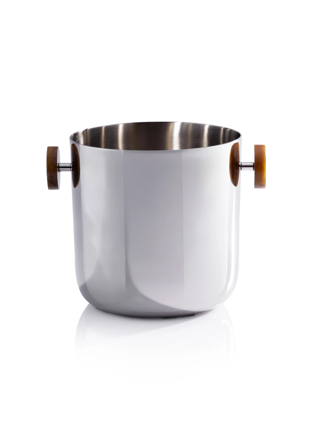 Nickel and Amber Ice Bucket with Tongs