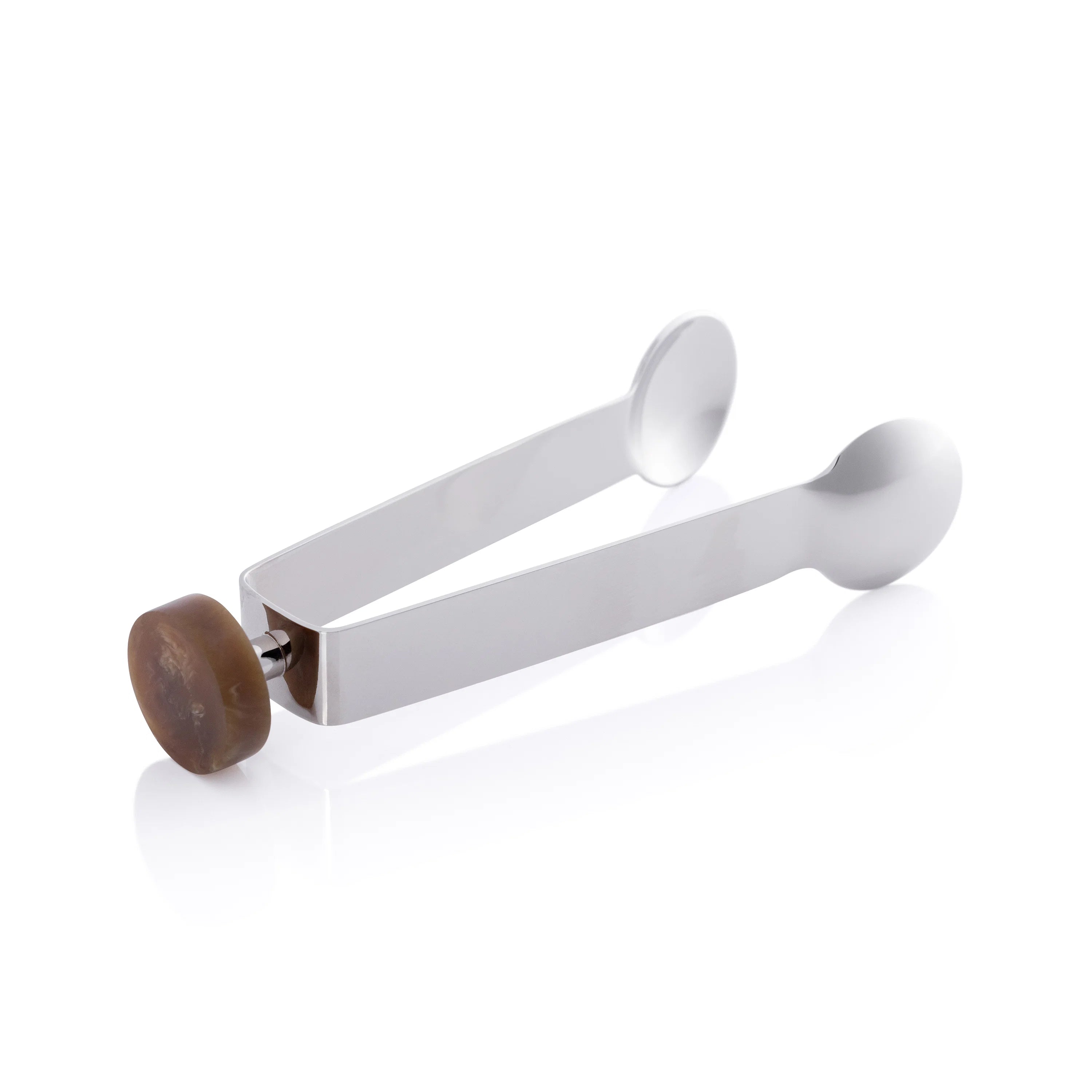 Nickel and Amber Ice Bucket with Tongs