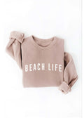 Beach Life Graphic Sweatshirt-Tan