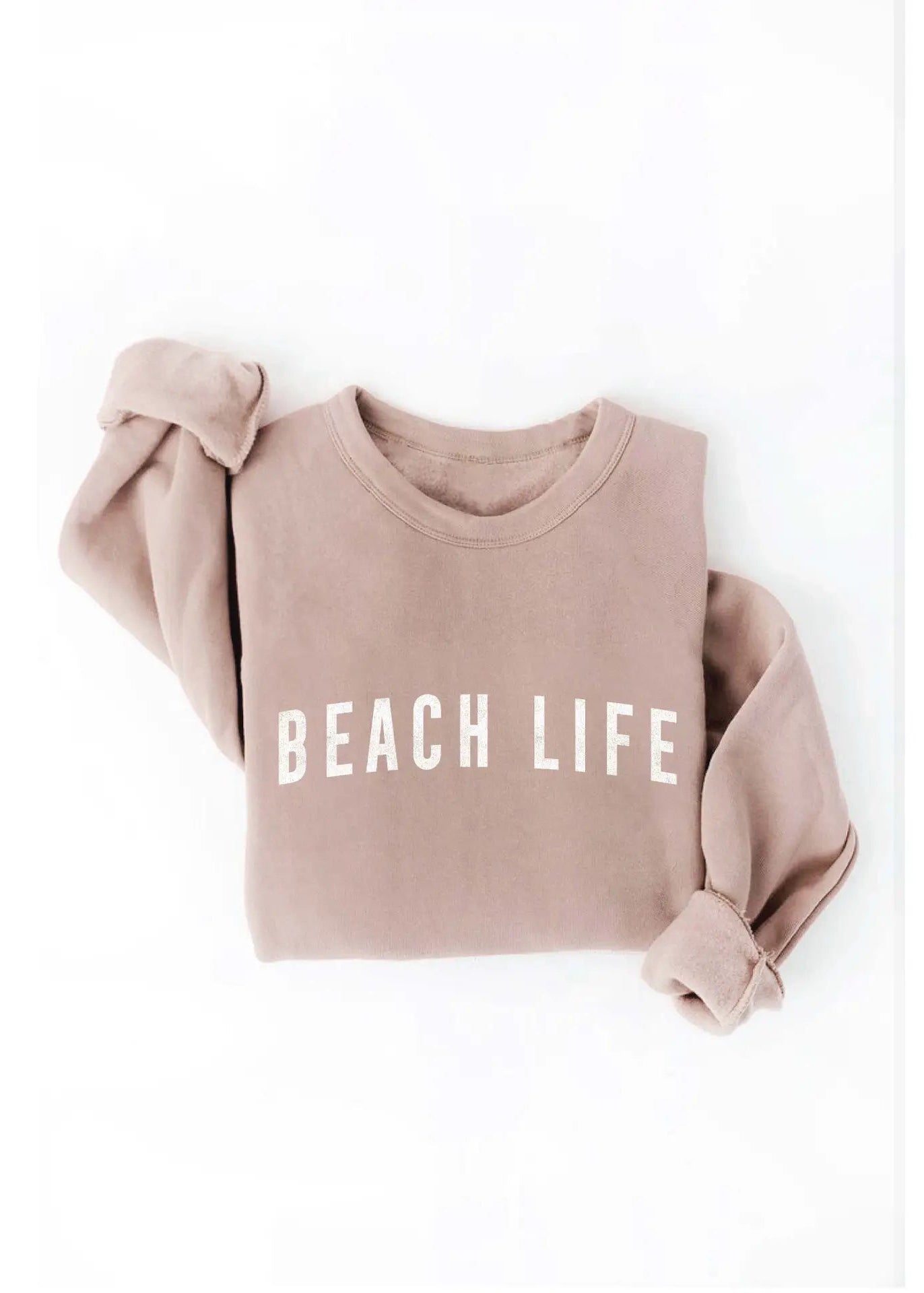 Beach Life Graphic Sweatshirt-Tan