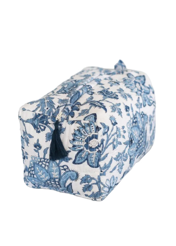 Blue Floral Cosmetic Bag