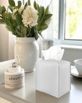 Faux Leather Tissue Box Cover: White